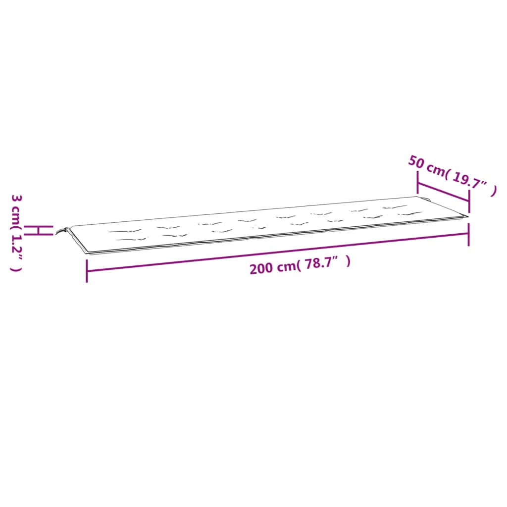 Havebænkepude antracit 200x50x3 cm Oxford stof