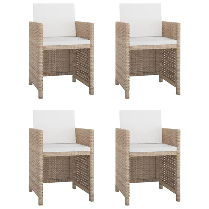 5-tlg. Garten-Essgruppe mit Auflagen Poly Rattan Beige