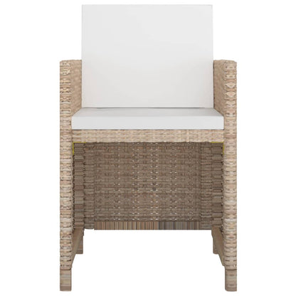 5-tlg. Garten-Essgruppe mit Auflagen Poly Rattan Beige