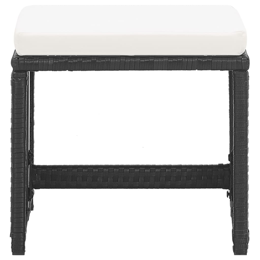 Gartenhocker 2 Stk. mit Sitzkissen Poly Rattan Schwarz