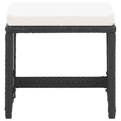 Gartenhocker 2 Stk. mit Sitzkissen Poly Rattan Schwarz