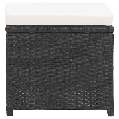 Gartenhocker 2 Stk. mit Sitzkissen Poly Rattan Schwarz
