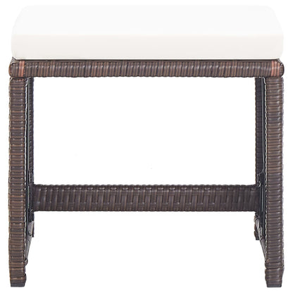Gartenhocker 2 Stk. mit Sitzkissen Poly Rattan Braun