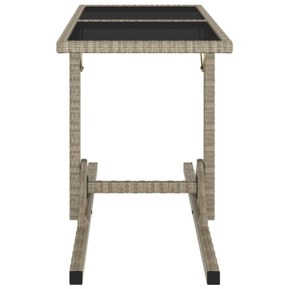 Gartentisch Beige 110×53×72 cm Glas und Poly Rattan