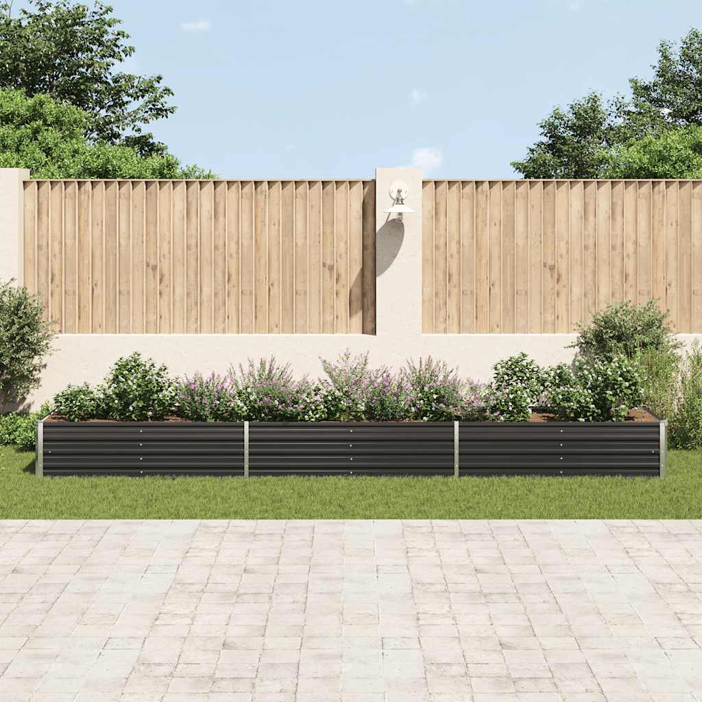 Garten-Hochbeet Verzinkter Stahl 480x80x45 cm Anthrazit