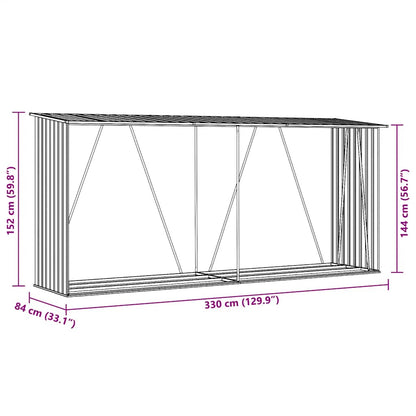 Brennholzlager Verzinkter Stahl 330x84x152 cm Grün