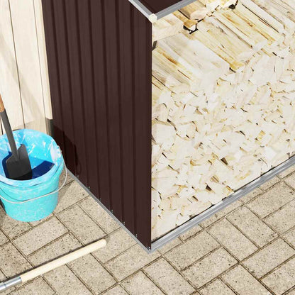 Brennholzlager Verzinkter Stahl 330x84x152 cm Braun