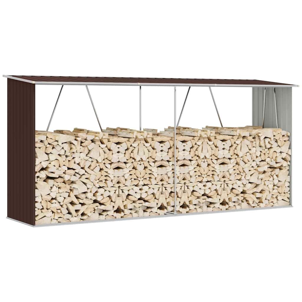 Brennholzlager Verzinkter Stahl 330x84x152 cm Braun