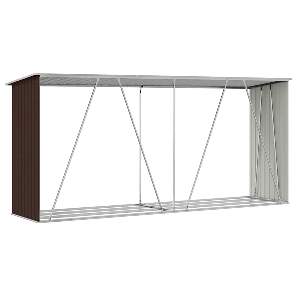 Brennholzlager Verzinkter Stahl 330x84x152 cm Braun