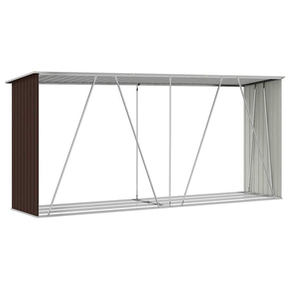 Brennholzlager Verzinkter Stahl 330x84x152 cm Braun