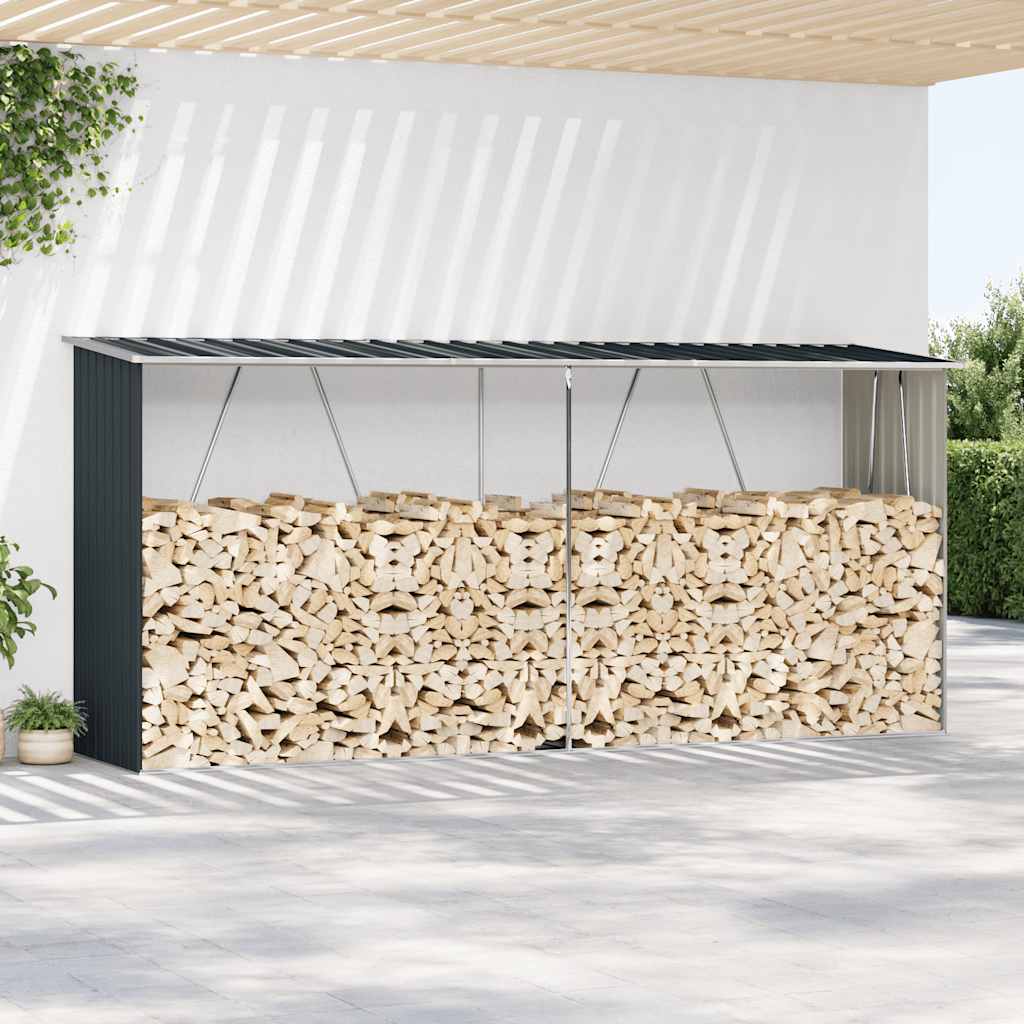 Brennholzlager Verzinkter Stahl 330x84x152 cm Anthrazit