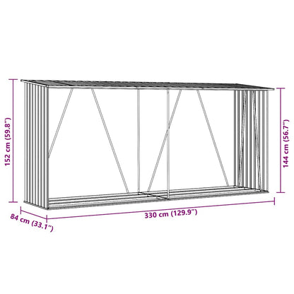 Brennholzlager Verzinkter Stahl 330x84x152 cm Anthrazit