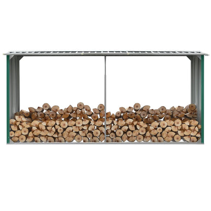 Brennholzlager Verzinkter Stahl 330 x 92 x 153 cm Grün
