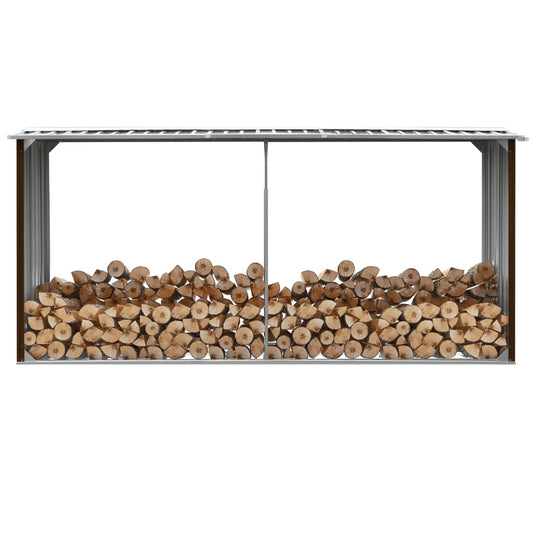Brennholzlager Verzinkter Stahl 330 x 92 x 153 cm Braun