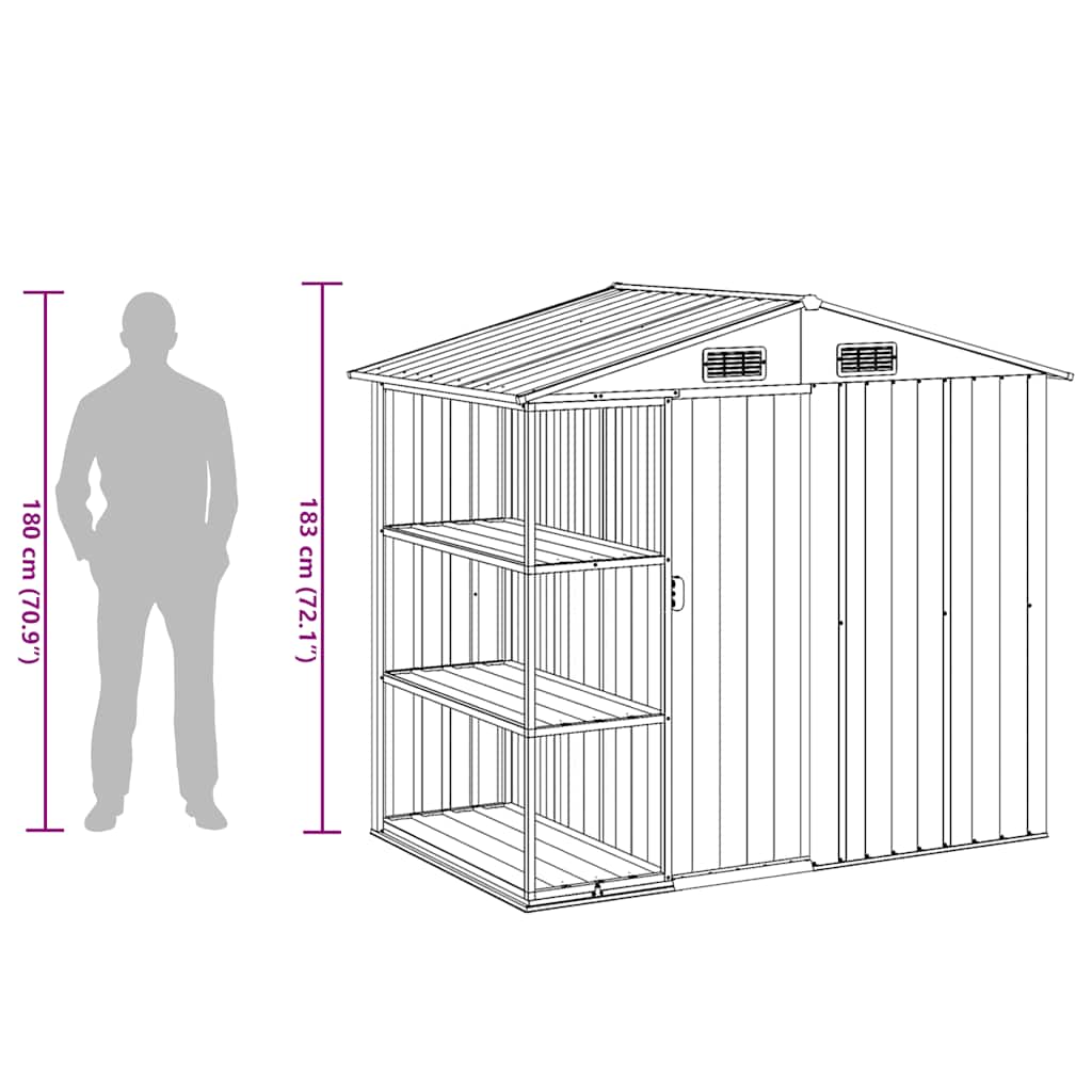 Gartenhaus mit Regal Grün 205x130x183 cm Eisen