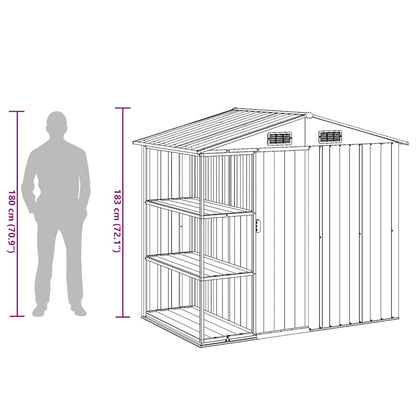Gartenhaus mit Regal Grün 205x130x183 cm Eisen