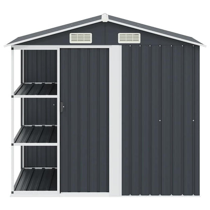 Gartenhaus mit Regal Anthrazit 205x130x183 cm Eisen