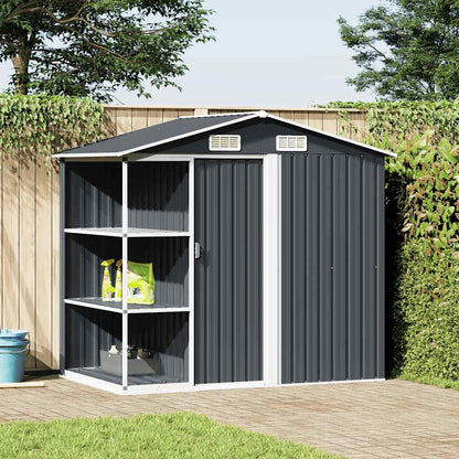 Gartenhaus mit Regal Anthrazit 205x130x183 cm Eisen