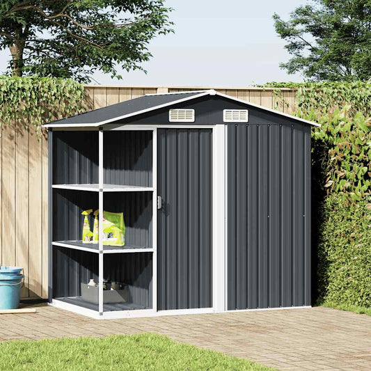 Gartenhaus mit Regal Anthrazit 205x130x183 cm Eisen
