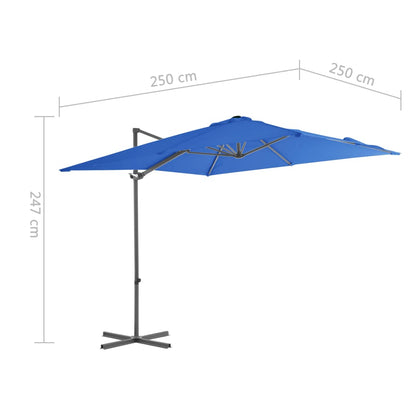 Ampelschirm mit Stahl-Mast 250x250 cm Azurblau
