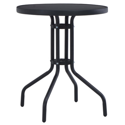 Gartentisch Schwarz 60 cm Stahl und Glas