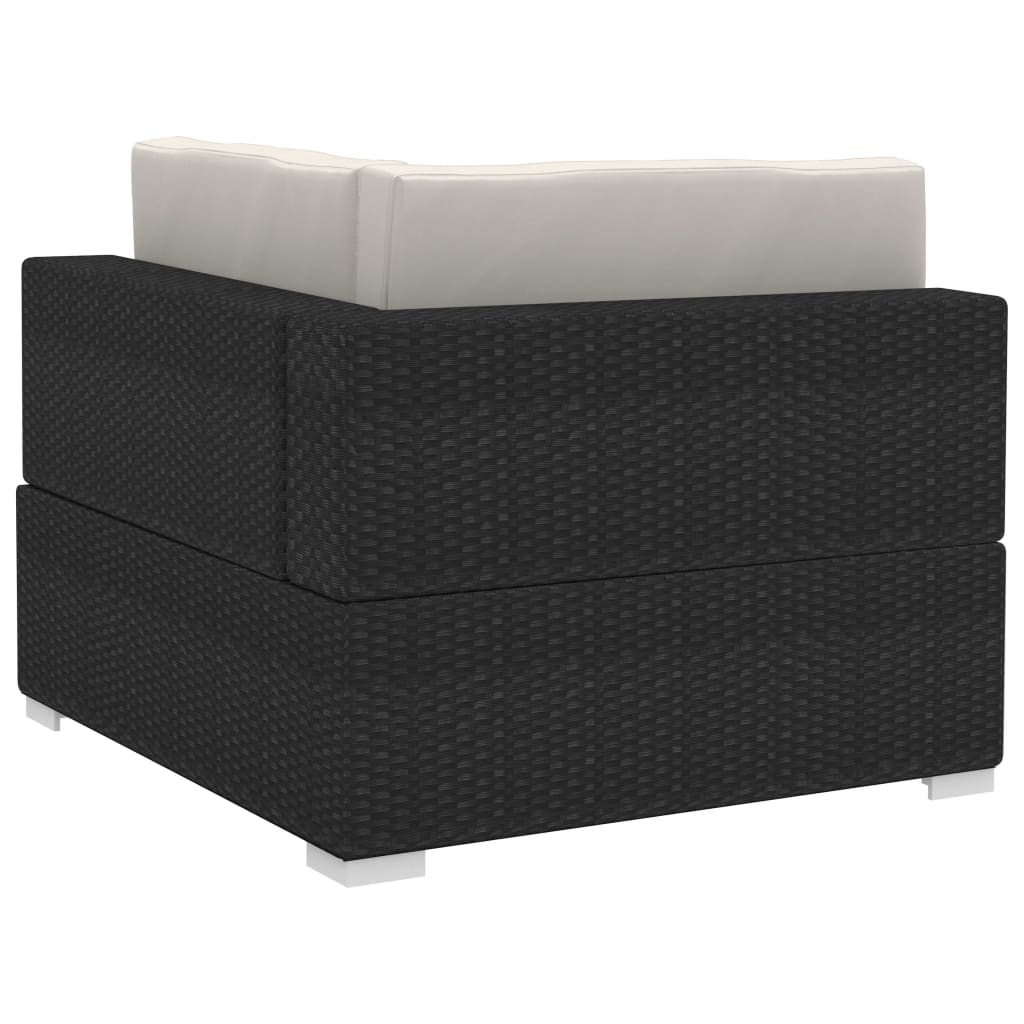 4-tlg. Garten-Sofagarnitur mit Auflagen Poly Rattan Schwarz