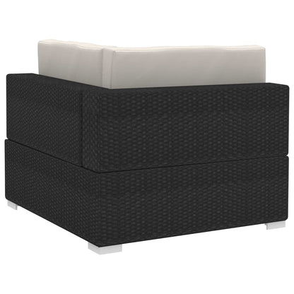 4-tlg. Garten-Sofagarnitur mit Auflagen Poly Rattan Schwarz