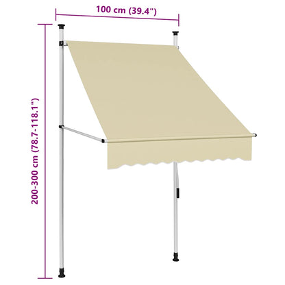 Einziehbare Markise Handbetrieben 100 cm Creme