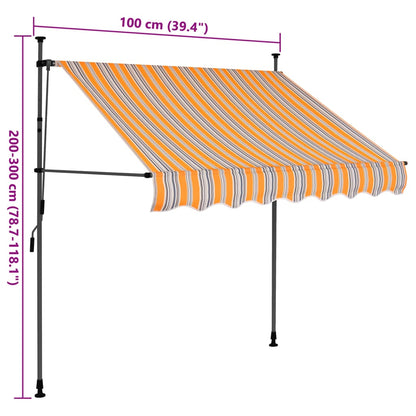 Einziehbare Markise Handbetrieben mit LED 100 cm Gelb und Blau