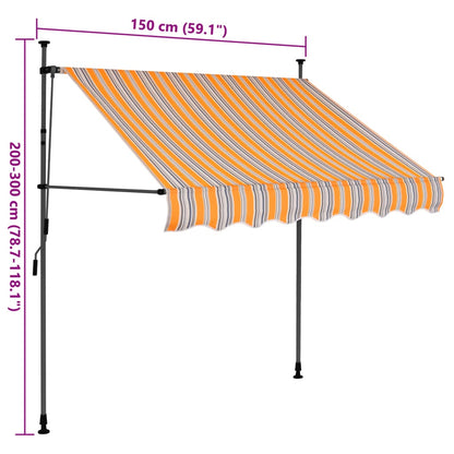 Einziehbare Markise Handbetrieben mit LED 150 cm Gelb und Blau