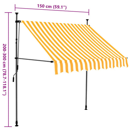 Einziehbare Markise Handbetrieben mit LED 150 cm Weiß Orange