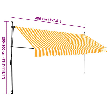 Einziehbare Markise Handbetrieben mit LED 400 cm Weiß Orange