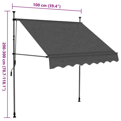 Einziehbare Markise Handbetrieben mit LED 100 cm Anthrazit