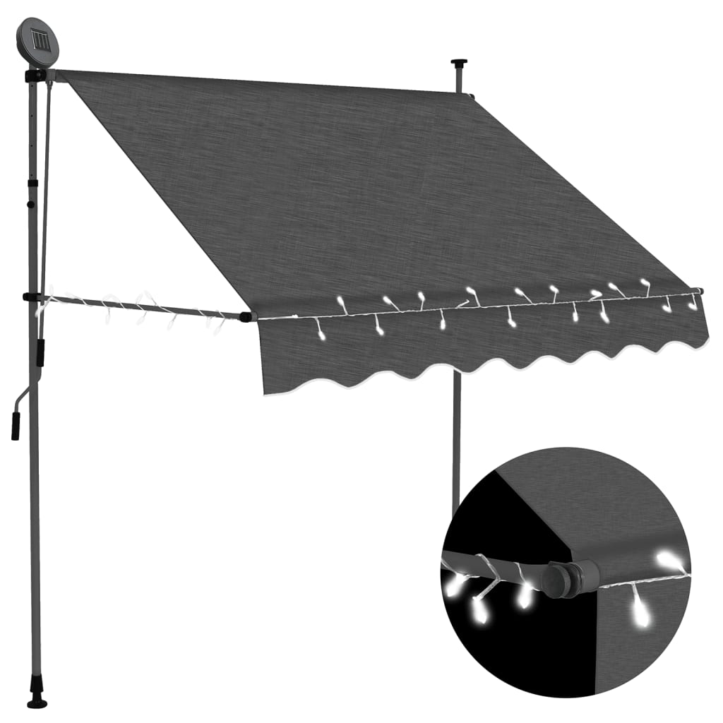 Einziehbare Markise Handbetrieben mit LED 200 cm Anthrazit