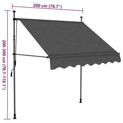 Einziehbare Markise Handbetrieben mit LED 200 cm Anthrazit