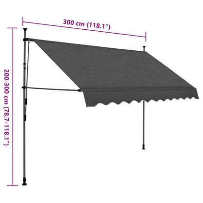 Einziehbare Markise Handbetrieben mit LED 300 cm Anthrazit