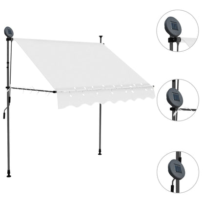 Einziehbare Markise Handbetrieben mit LED 100 cm Creme