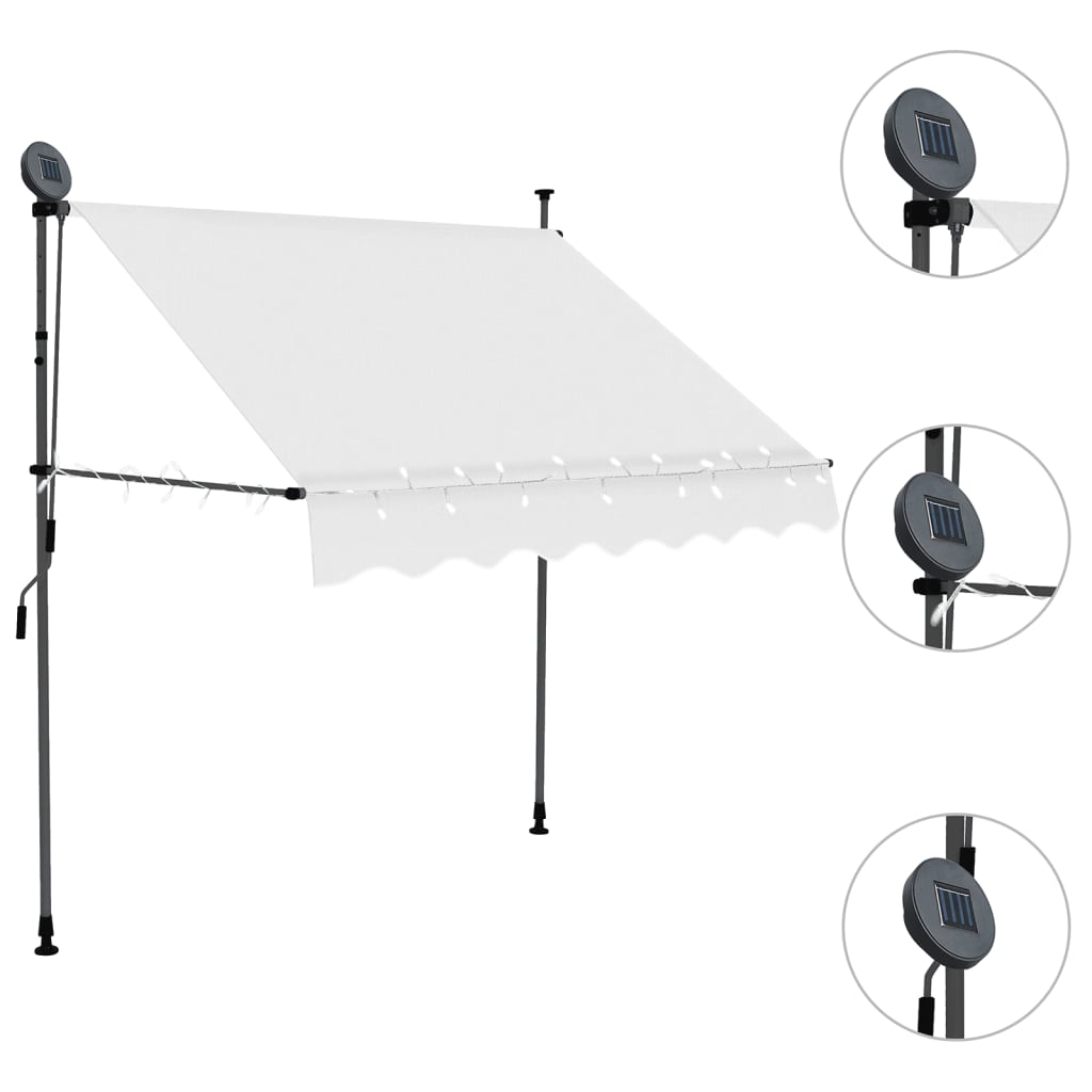 Einziehbare Markise Handbetrieben mit LED 200 cm Creme