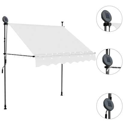 Einziehbare Markise Handbetrieben mit LED 200 cm Creme