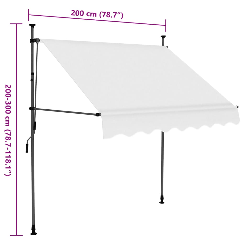 Einziehbare Markise Handbetrieben mit LED 200 cm Creme