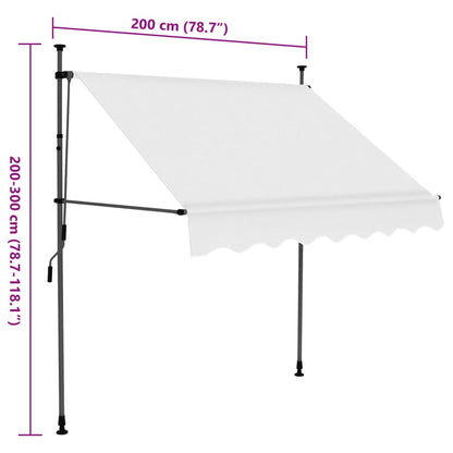 Einziehbare Markise Handbetrieben mit LED 200 cm Creme