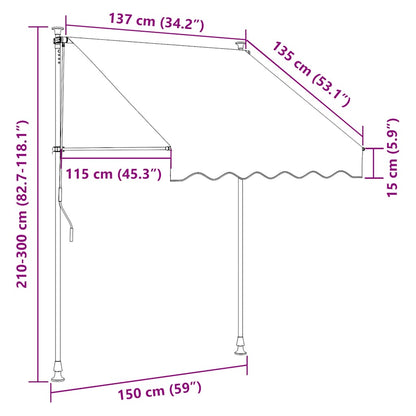 Einziehbare Markise Handbetrieben mit LED 150 cm Orange Braun