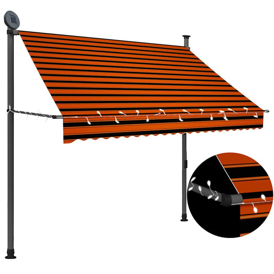 Einziehbare Markise Handbetrieben mit LED 200 cm Orange Braun