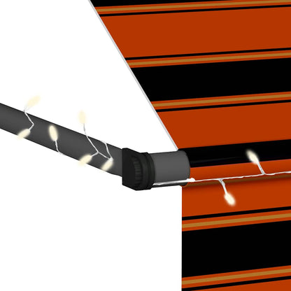 Optrækkeligt fortelt Manuelt betjent med LED 350 cm Orange Brun