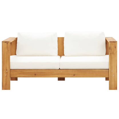 Gartensofa mit Kissen 140 cm Akazien Massivholz Cremeweiß