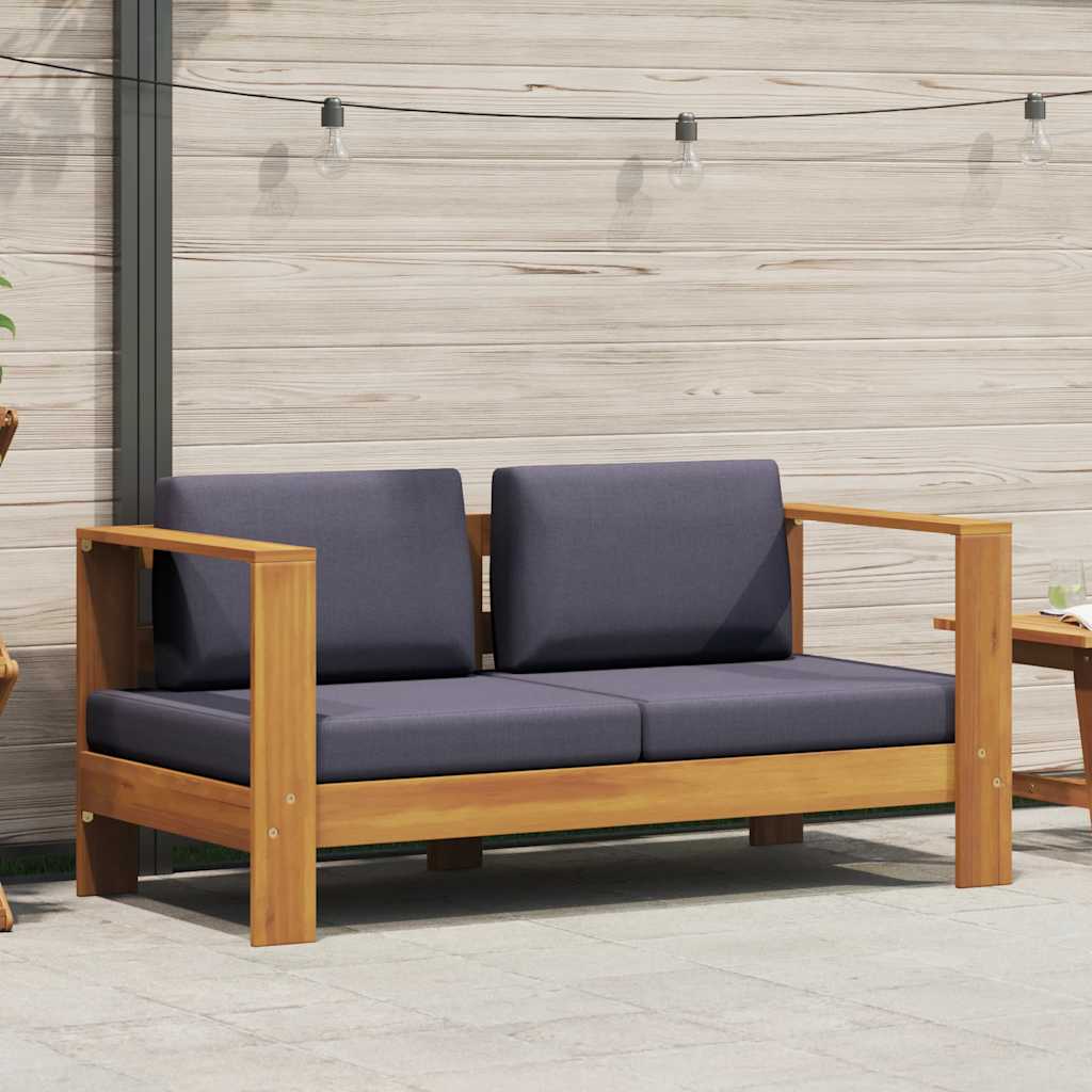 Gartenbank mit Auflagen 140 cm Massivholz Akazie Grau