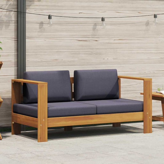Gartenbank mit Auflagen 140 cm Massivholz Akazie Grau