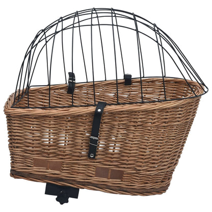 Fahrrad-Gepäckträgerkorb mit Deckel 55×31×36 cm Natur Weide