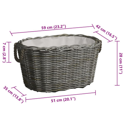 Holzkorb mit Tragegriffen 59x42x28 cm Grau Weide