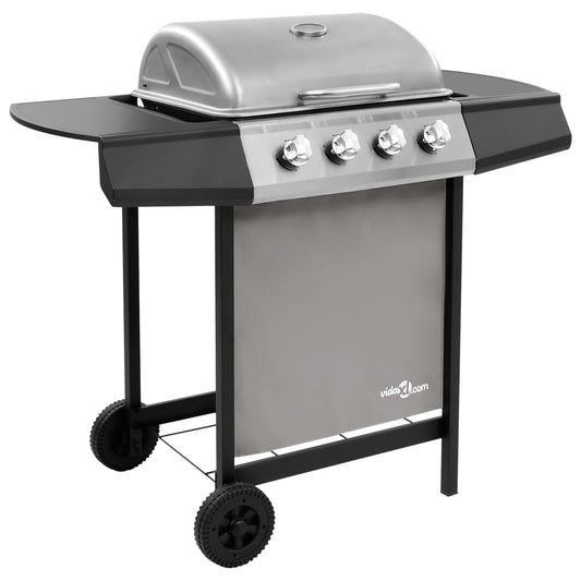 Gasgrill mit 4 Flammen Schwarz und Silbern